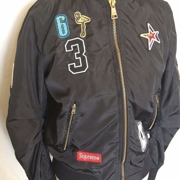 Womens Jacket  Windbreaker Varsity Black Embroidery Patched - Picture 5 of 12